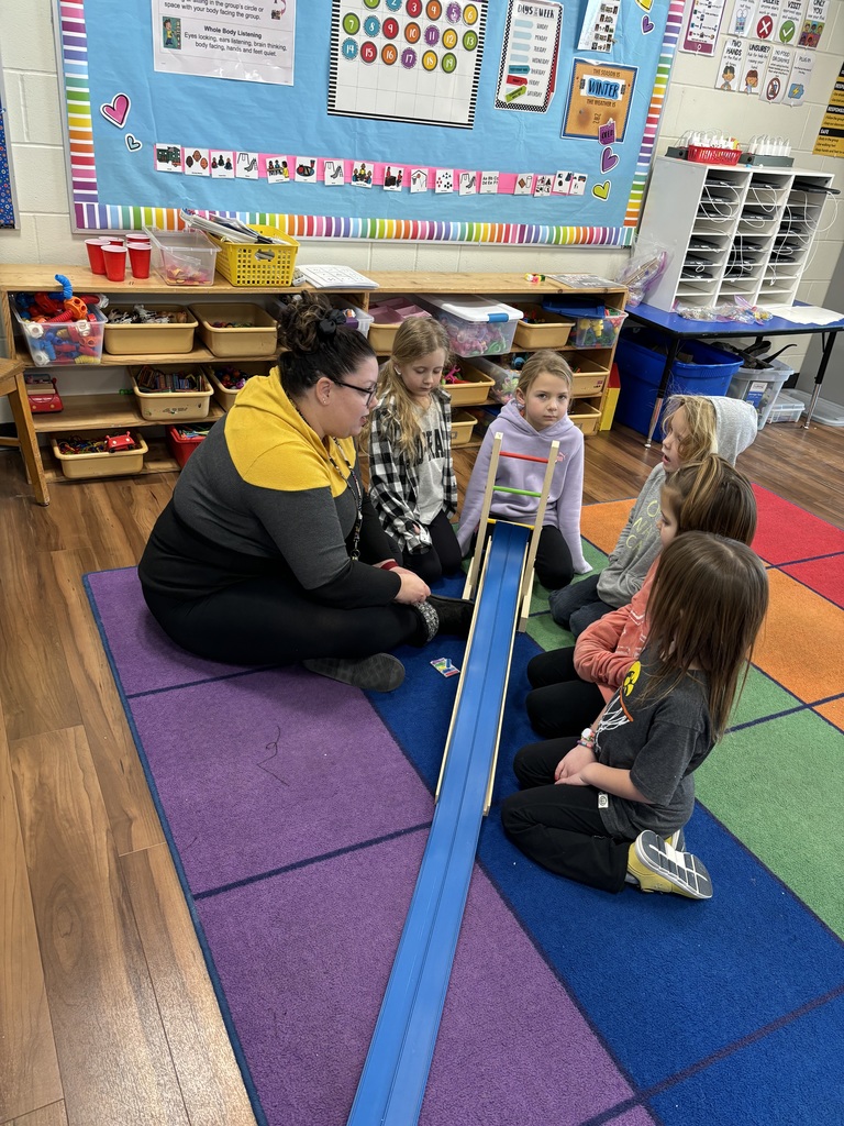 Mid-Prairie students learning about ramps with Mrs. Simon