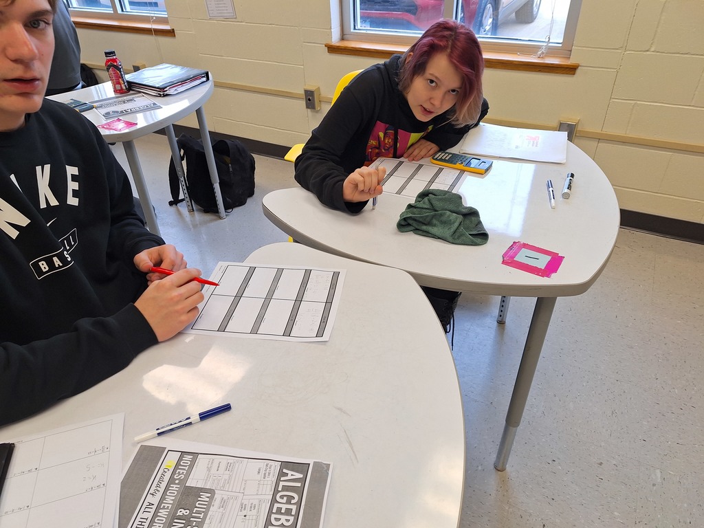 Algebra students working through game-style equations