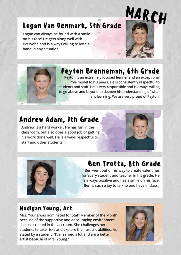 MPMS March Students of the Month