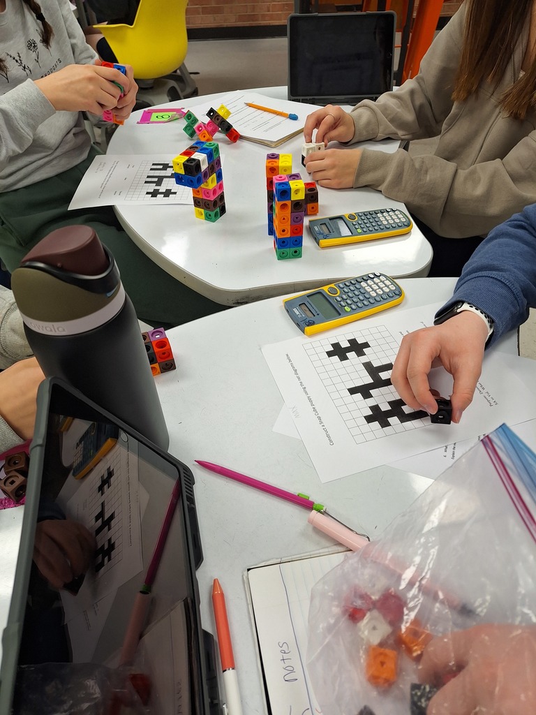 Students building 3D cube animals
