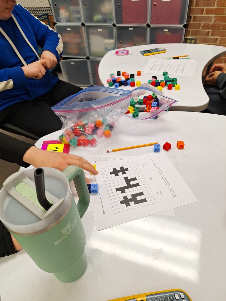 Students building 3D cube animals