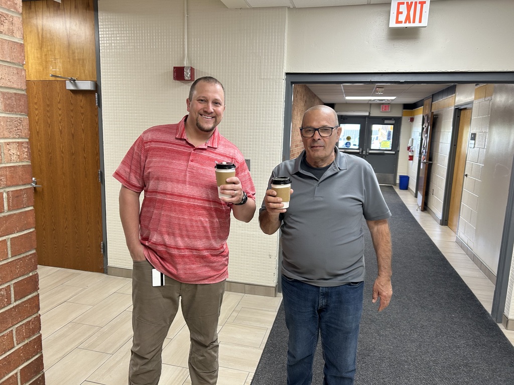 Staff members enjoying coffee from Juniper Roots for Teacher Appreciation Week