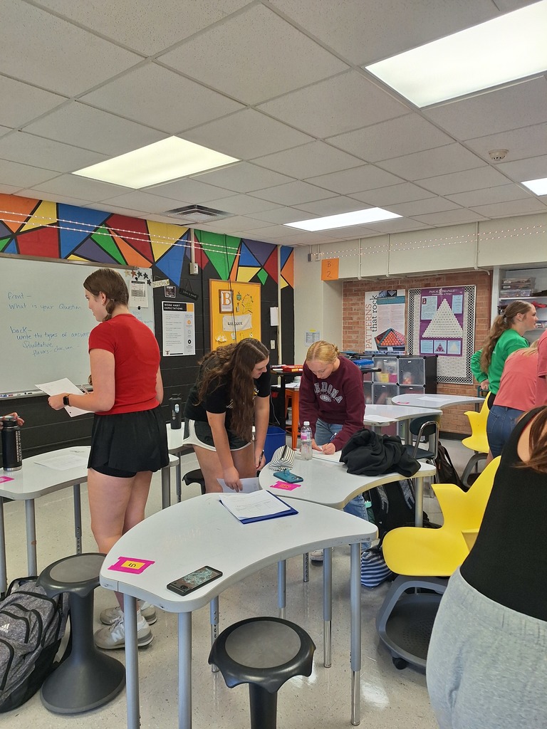Students working in stats class