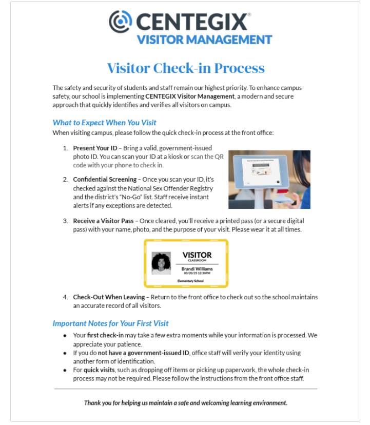 Cengegix Visitor Management Check-in Process