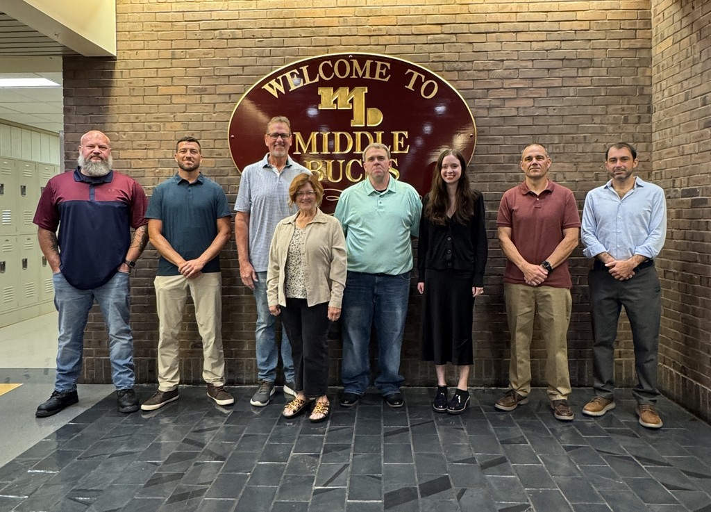 That's a good photo of all our new staff they're going through orientation this week and they're all standing underneath the Welcome to Middlebuck