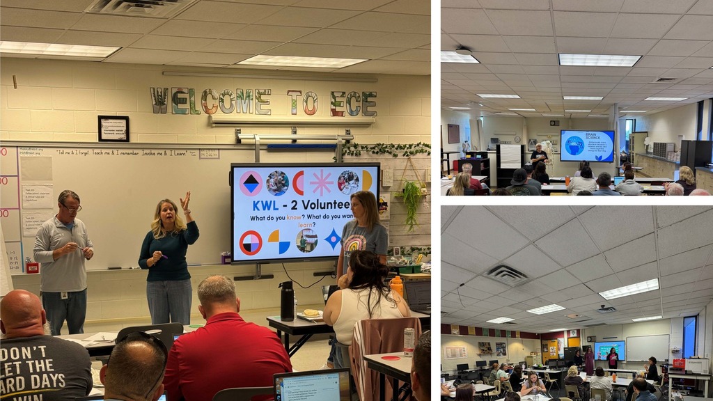 this is a photo collage of different in service sessions of our teachers and staff