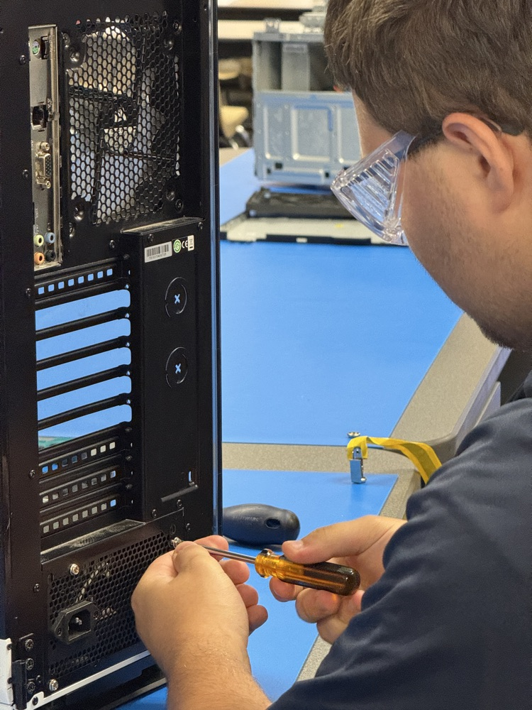 Student working on a computer
