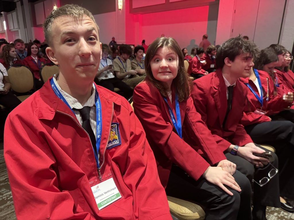 Picture of Dom, Charlie and Christian at skills USA and they got their red jacket so I'm waiting for the announcements