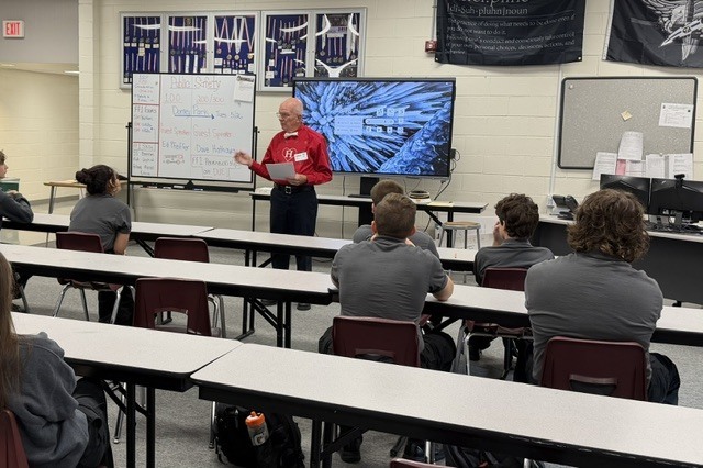 Former fire chief ad a presentation for the students public