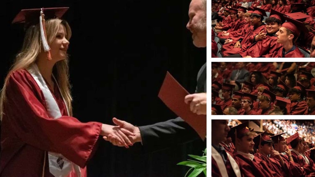 These are all photo collages of students and caps and gowns at senior recognition. We're gonna be caps and gowns.