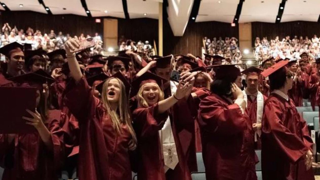 These are all photo collages of students and caps and gowns at senior recognition. We're gonna be caps and gowns.