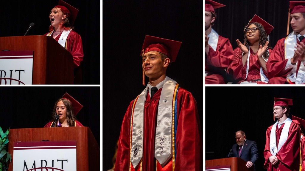 These are all photo collages of students and caps and gowns at senior recognition. We're gonna be caps and gowns.