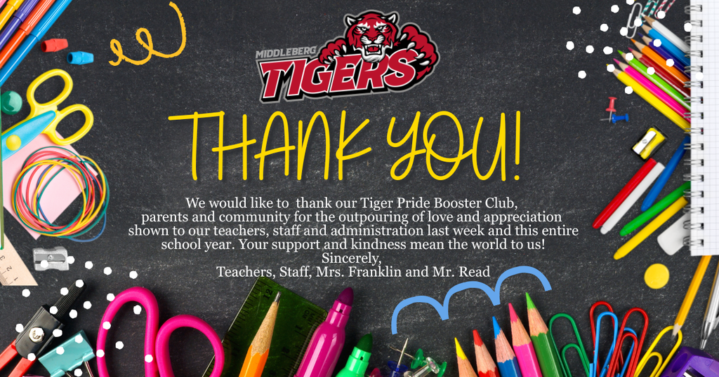 Thank you to Parents and Tiger Pride Booster Club