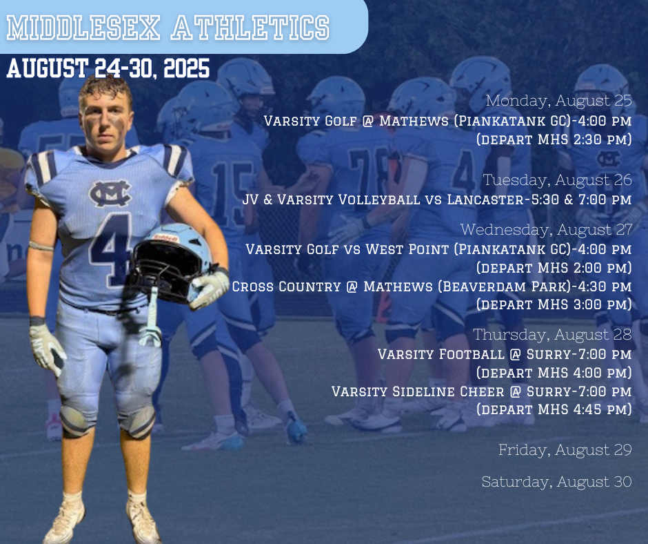 Middlesex Athletics August 24-30, 2025