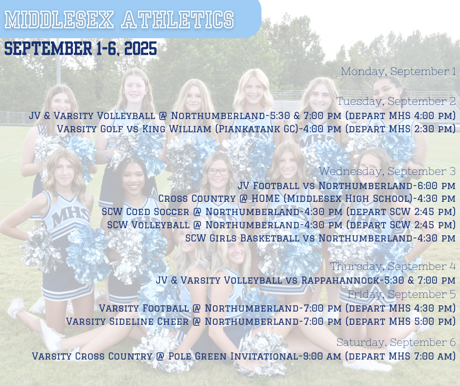Middlesex Athletics September 1-6, 2025
