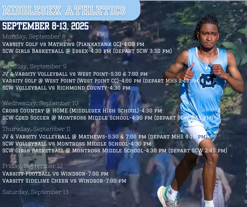 Middlesex Athletics September 8-13, 2025