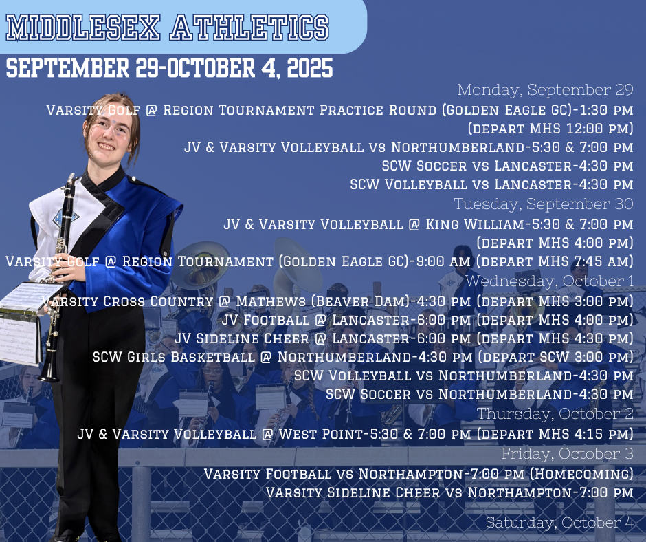 Middlesex Athletics September 29-October 4, 2025