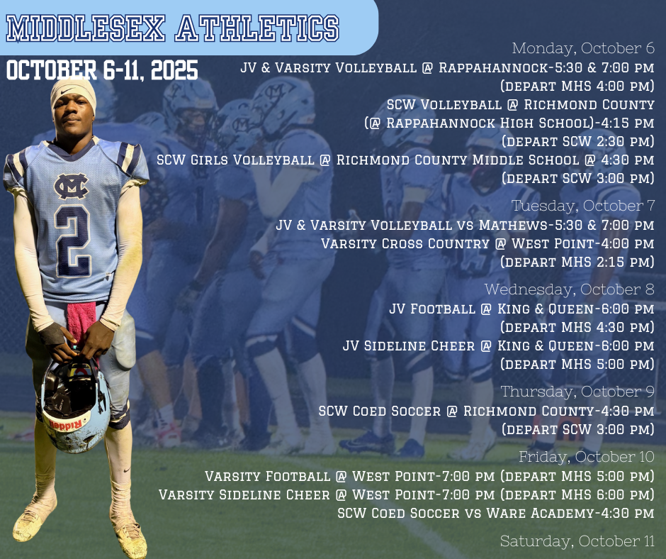 Middlesex Athletics October 6-11, 2025