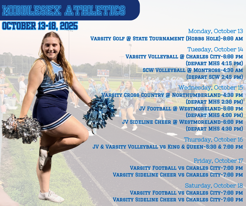 Middlesex Athletics October 13-18, 2025