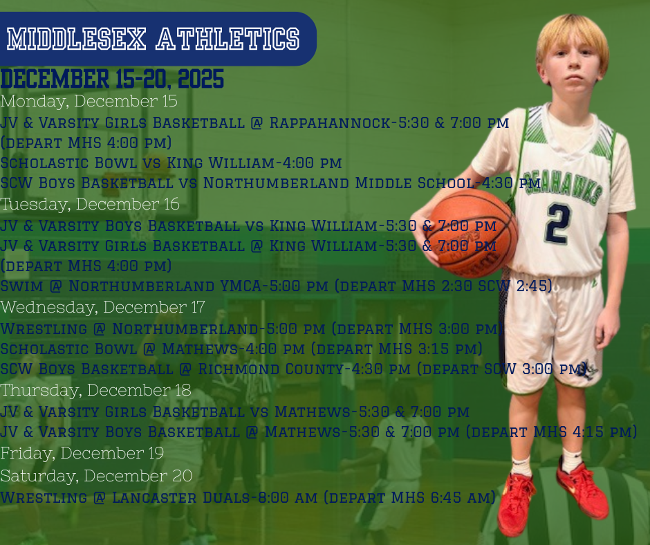 Middlesex Athletics December 15-20, 2025