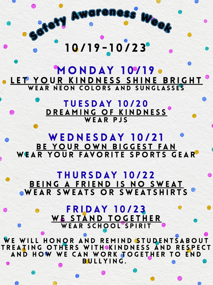 Dates and activities listed with confetti background