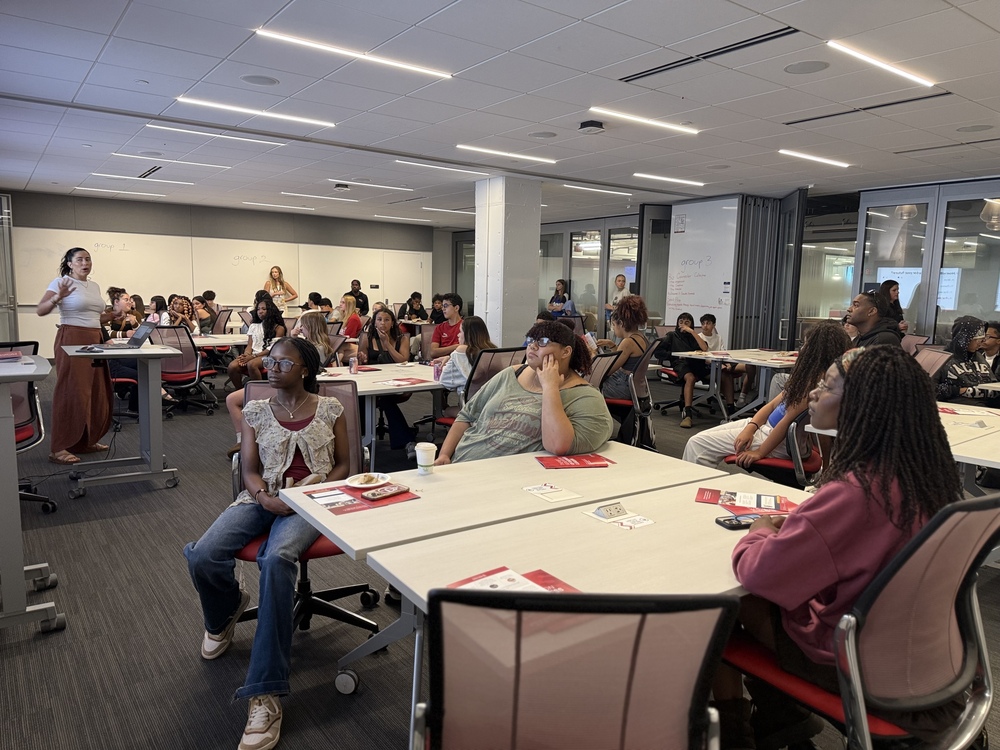 Students watching a presentation