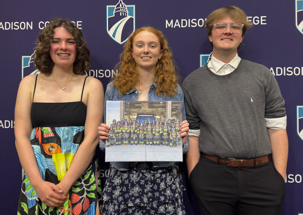 Josephine, Nora and Matthew at the Madison College graduation ceremony