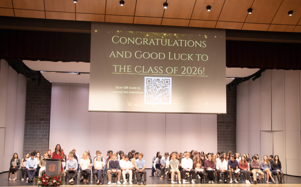 scholarship recipients on stage