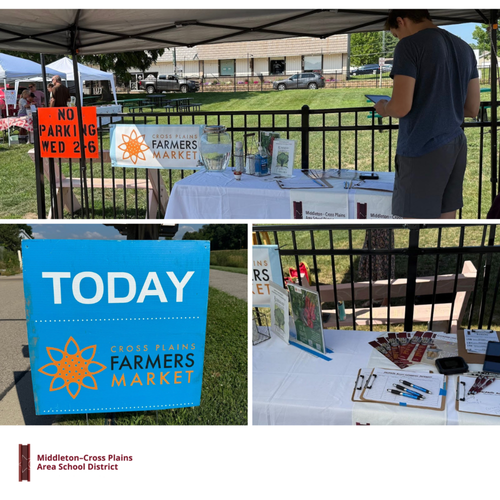 Photo collage of MCPASD booth at Cross Plains Farmers Market