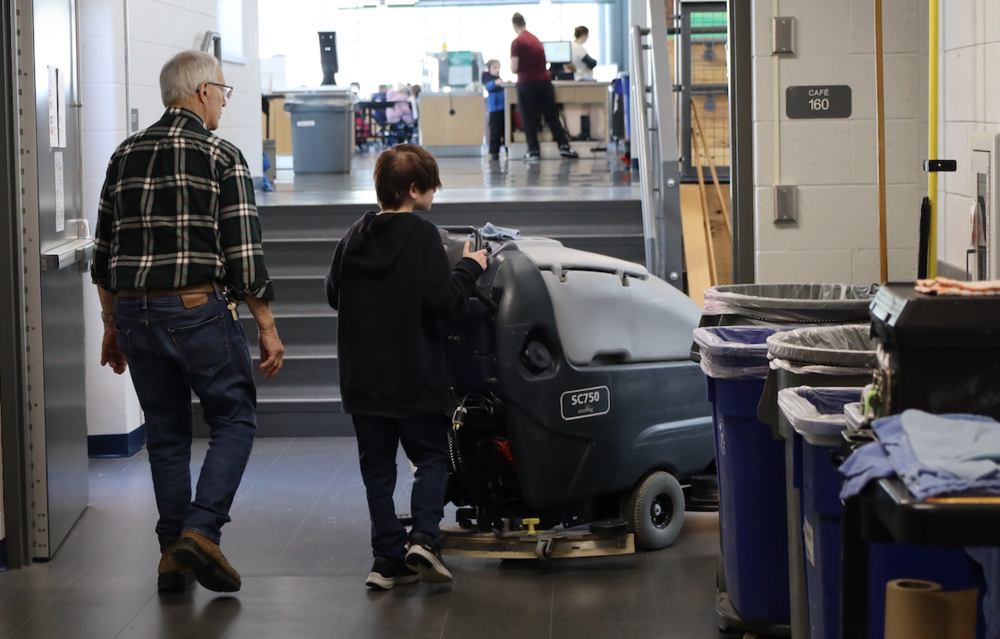 Mr. Peanuts with a fourth grader