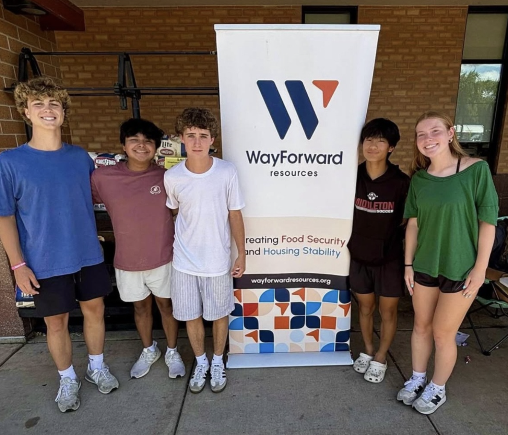 students hosting a food drive