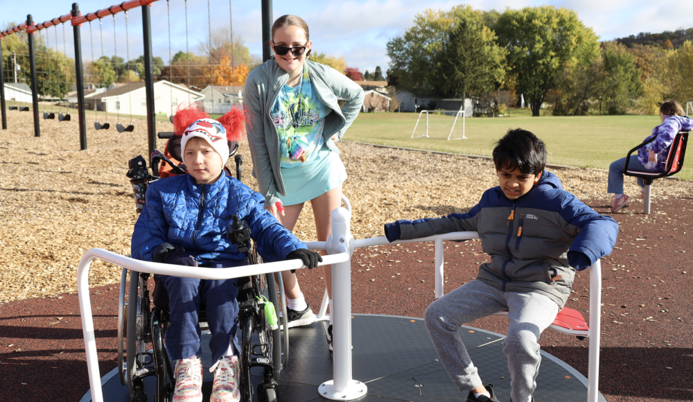 Glacier Creek Middle School students on the inclusive playground section
