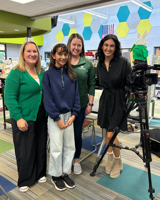 Ms. Warner, Jyoti and Ms. Raffel with reporter Shaina Nijhawan