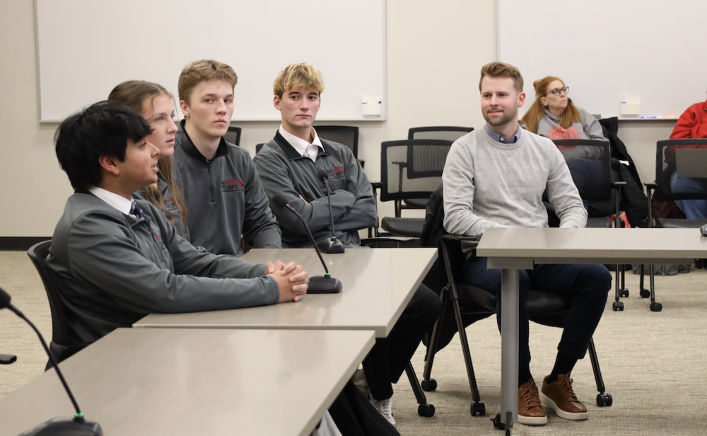 CAPS students presenting at the Dec. 15 Board of Education meeting
