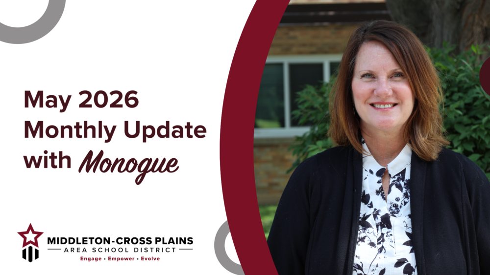 Picture of Dr. Dana Monogue smiling on a title card with the MCPASD logo and the words May 2026 Monthly Update with Monogue