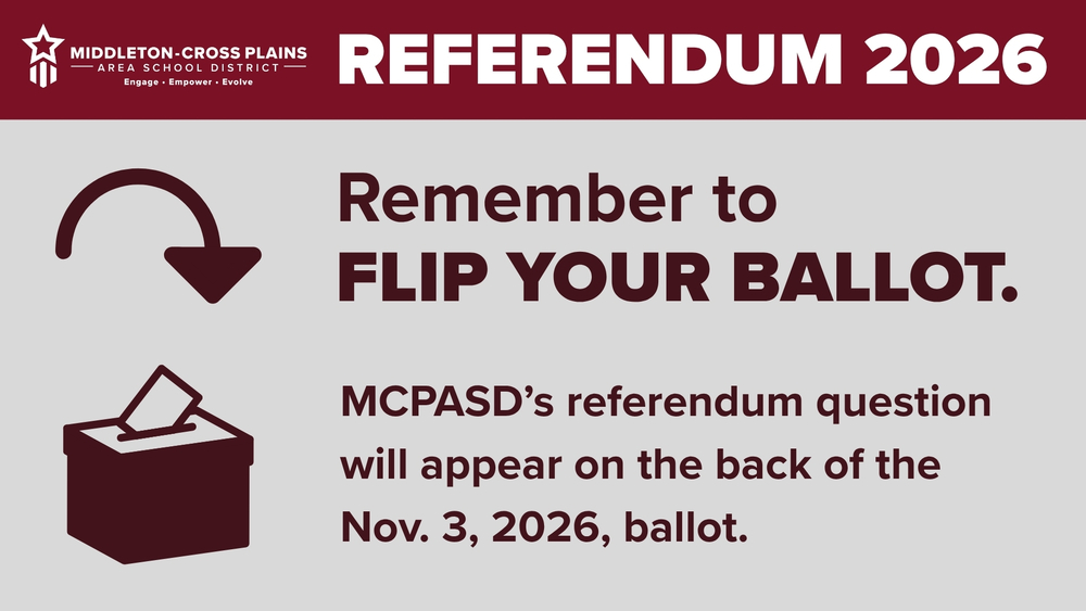 Graphic with a ballot box icon and a flipped arrow with a reminder to flip over the Nov. 3 ballot to see the referendum question