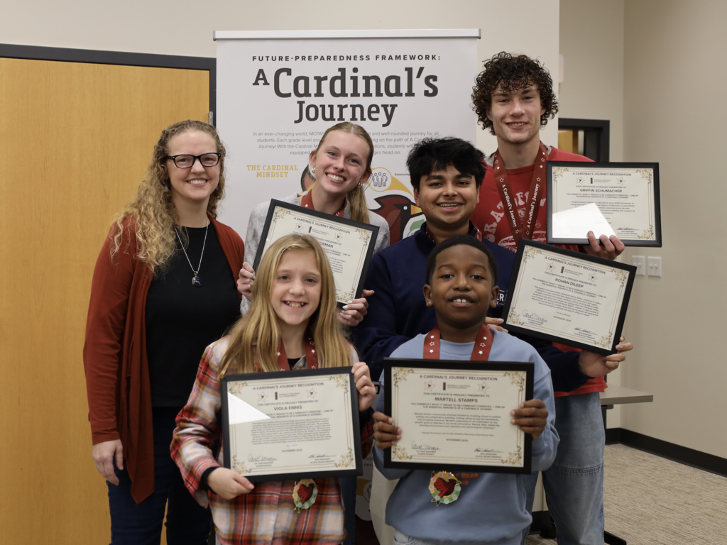 So proud of our 5 students who were awarded the Cardinal’s Journey Award for being Community Oriented at last night’s Board of Education meeting! 🌟 Rohan Dileep, Beatrice Norman, Griffin Schumacher, Viola Ennis, Martell Stamps #CardinalsJourney #CommunityOriented