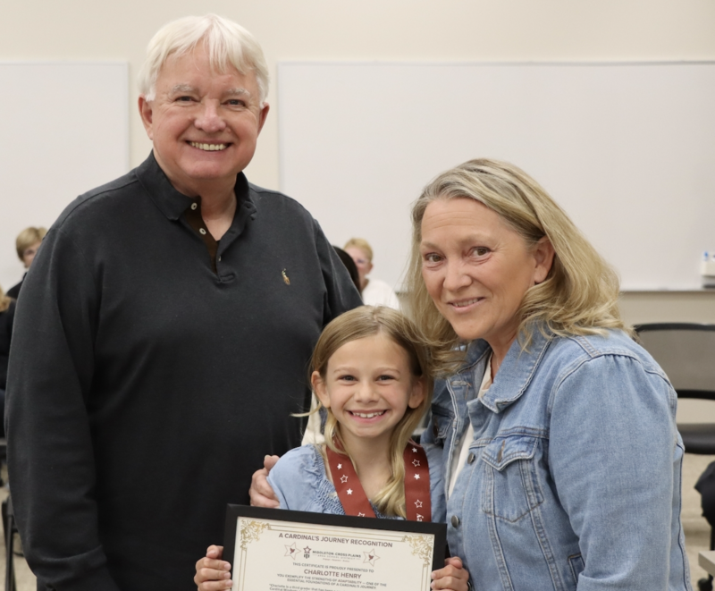 Bob Hesselbein, Charlotte Henry, and Jodi Klare smiling and posing for photo