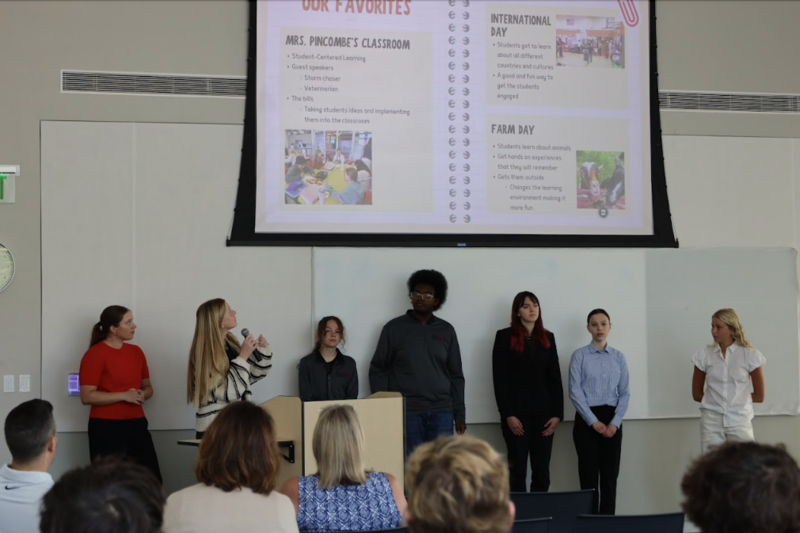 Students in the  Education and Teaching strand present at the CAPS Showcase