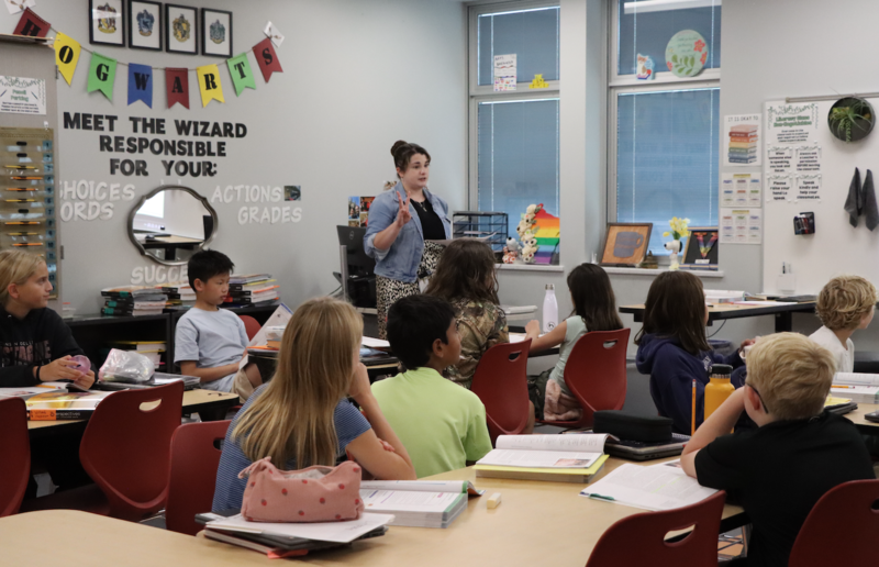 Ms. Bormann teaching in her device-free classroom
