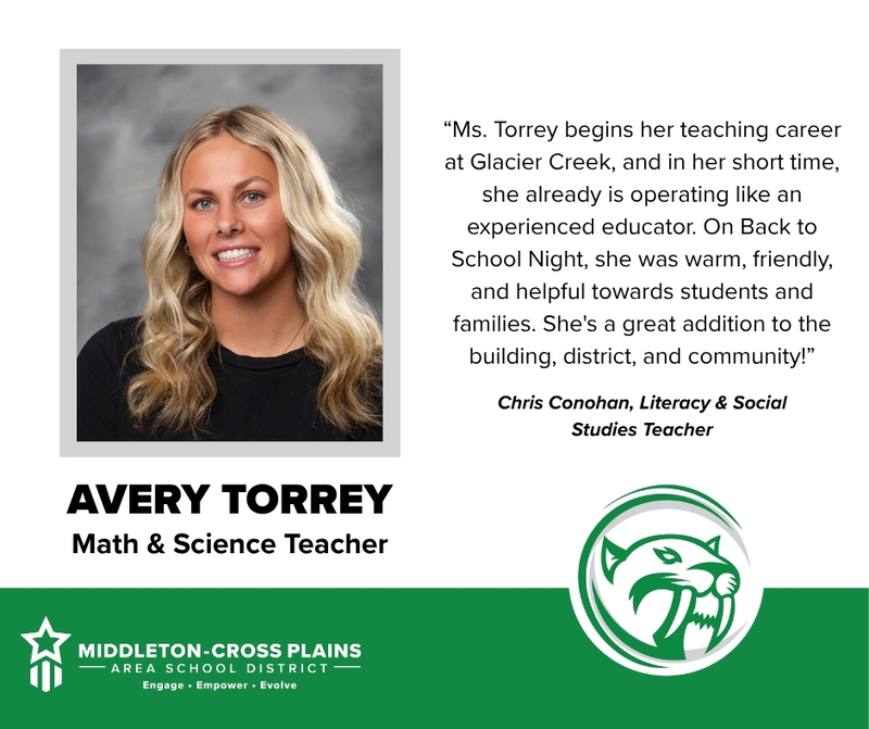 Staff Shoutout graphic for Avery Torrey