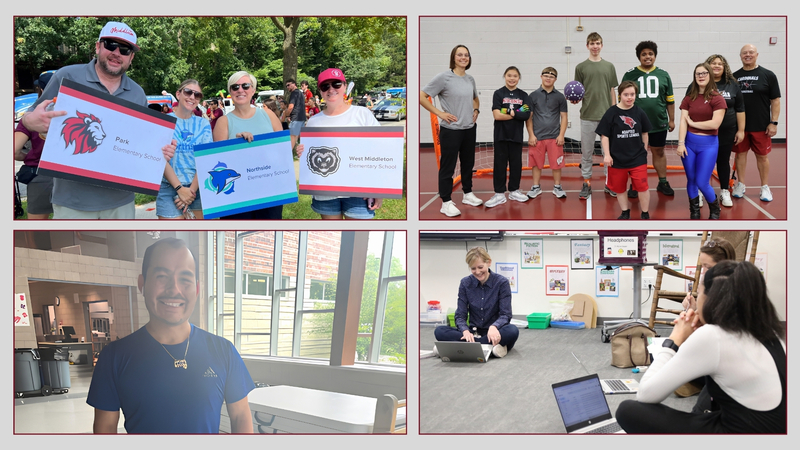 Collage graphic with photos of school principals, custodians, coaches, and instructional coaches