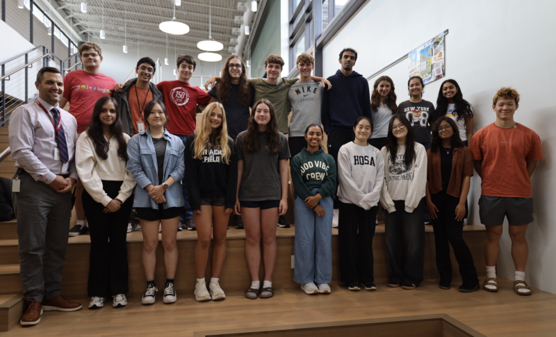 Middleton High School Principal Bobbie Reinhart with National Merit Scholarship finalists in fall 2025