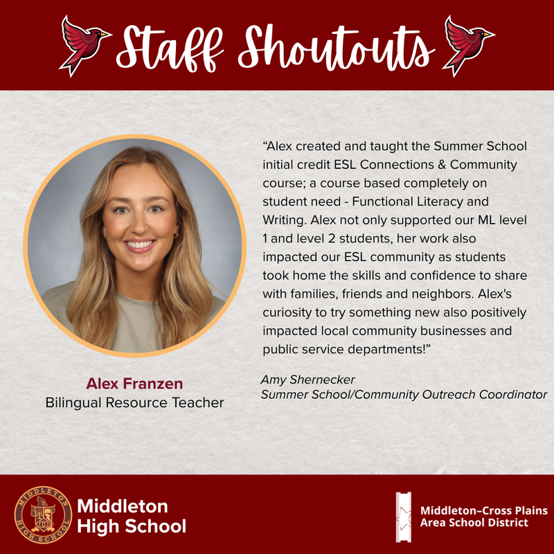 Staff shoutout by Alex Franzen