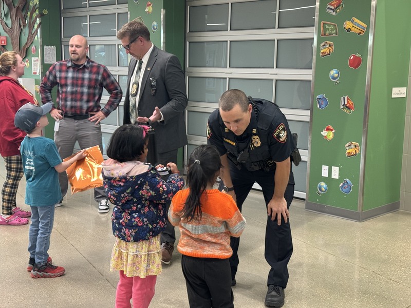 Law enforcement leaders speaking to children and families