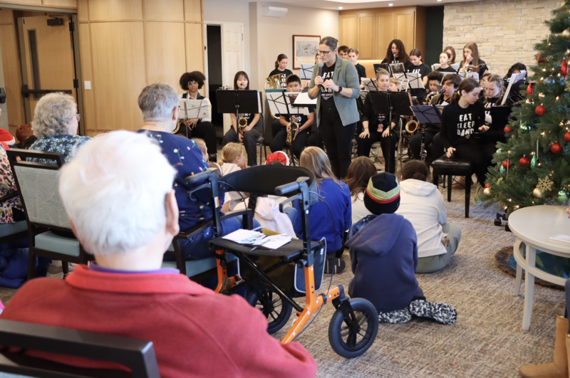 Kromrey Middle School eighth-grade band performance at Middleton Glen Senior Center