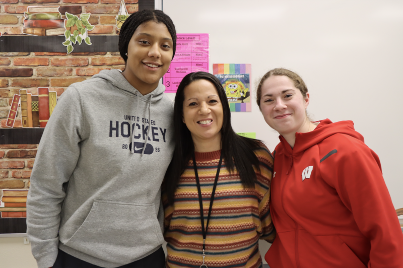 Laila Edwards, Cristal Olson, and Bella Vasseur smiling