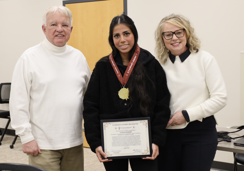 Bob Hesselbein, Tvisha Pundir, and Laurie Wood smiling