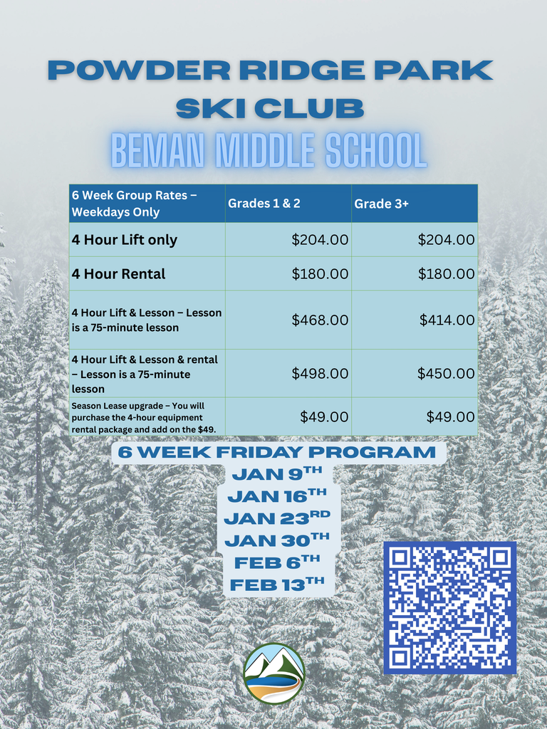 Powder Ridge Park Ski Club Beman Middle School - Scan QR Code