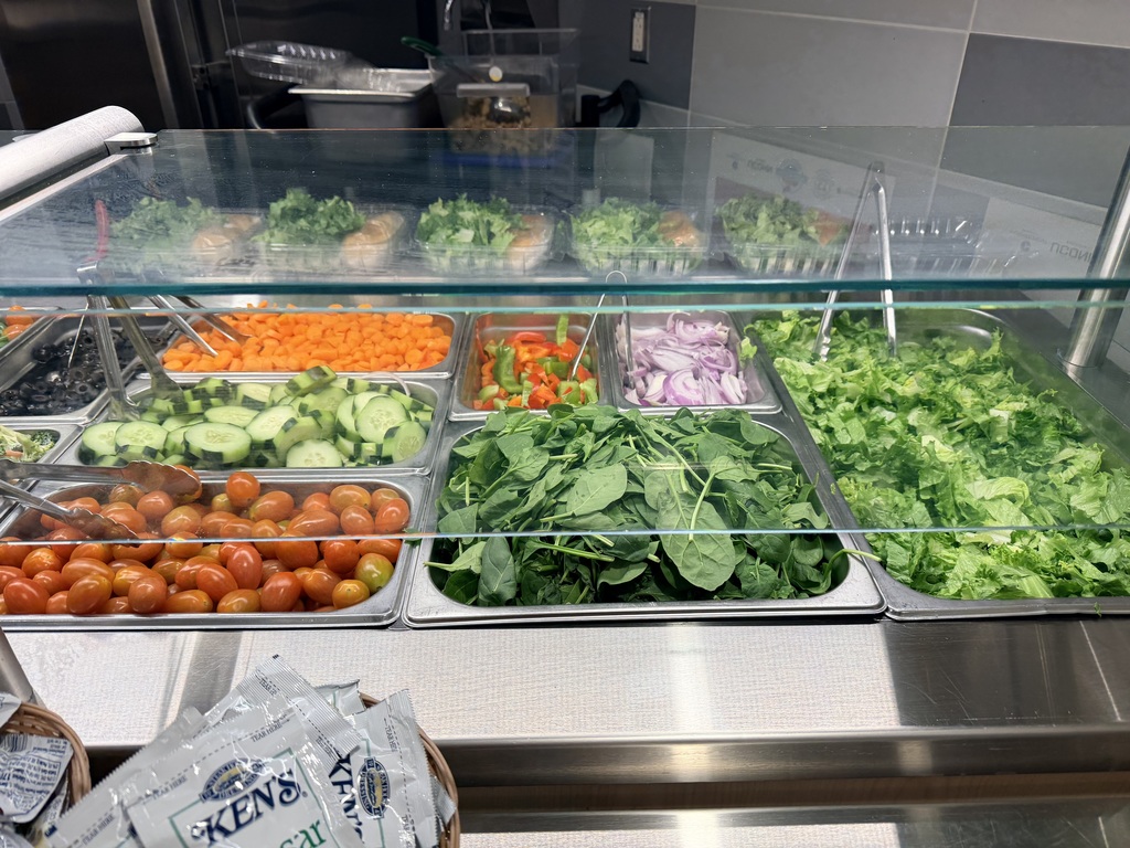 close up of salad bar in the school cafeteria